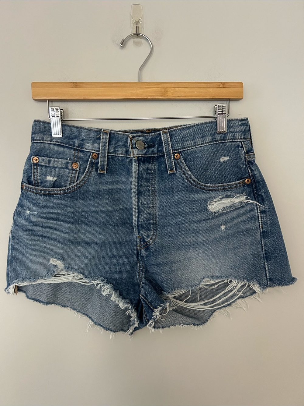 Levi’s 501 Women's Distressed Denim Shorts in Blue